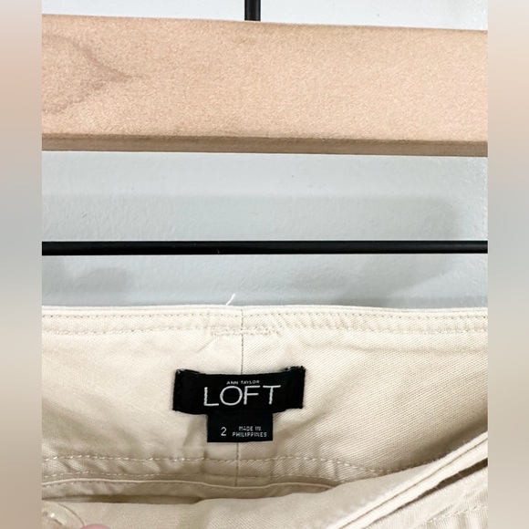 Loft Belted Wide Leg Cropped Pants Beige Size 2 - Picture 5 of 6